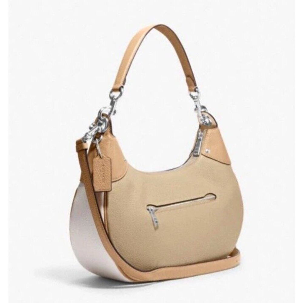 New Coach CH508 Mara Hobo Pebble Leather Shoulder bag Sandy Beige Multi - Picture 2 of 6